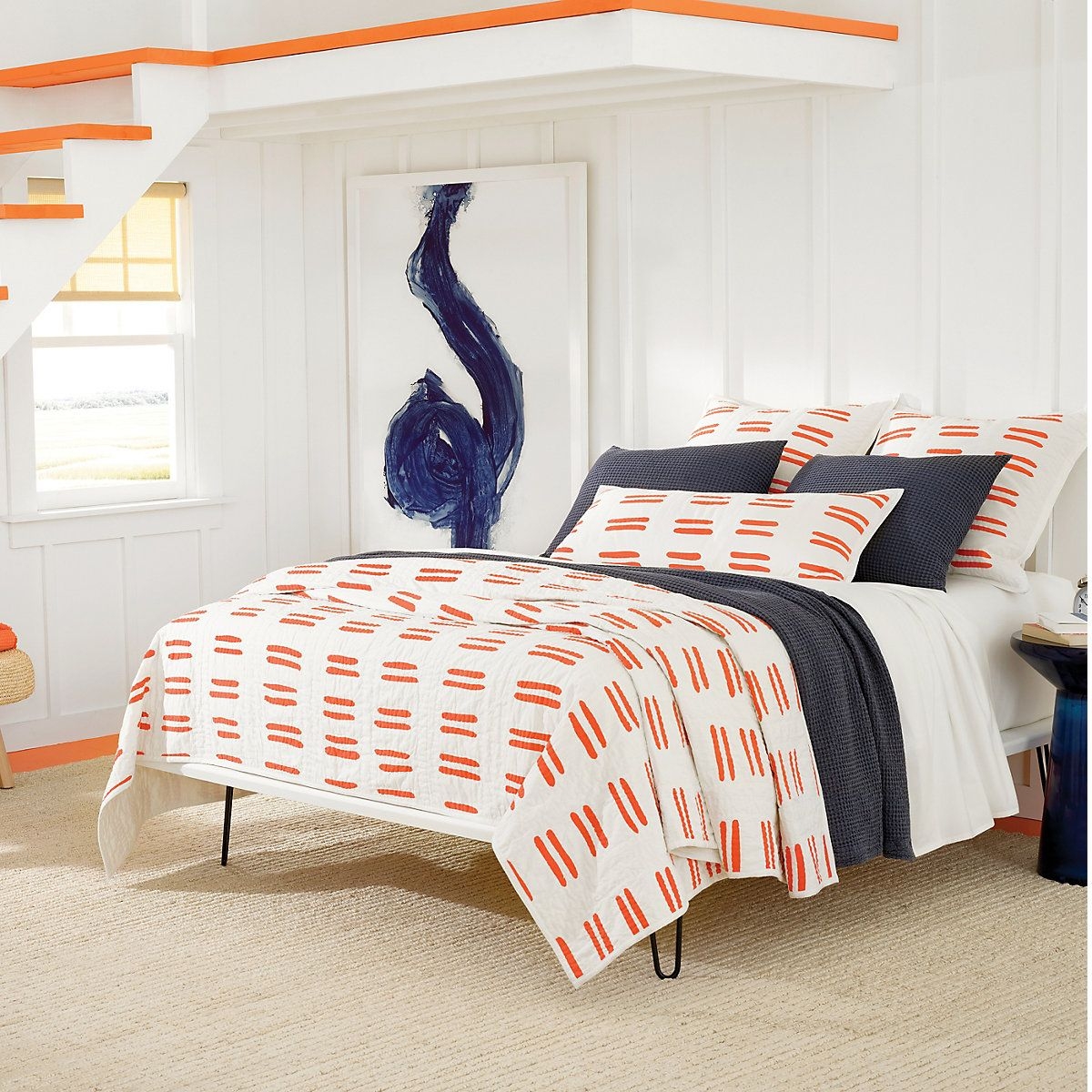 Bold Strokes Tangerine Coverlet - Twin