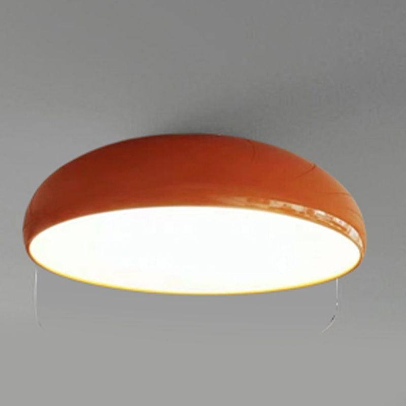 Bowl Shaped Foyer Ceiling Lighting Aluminum Macaron Flush Mount Light - White / 14