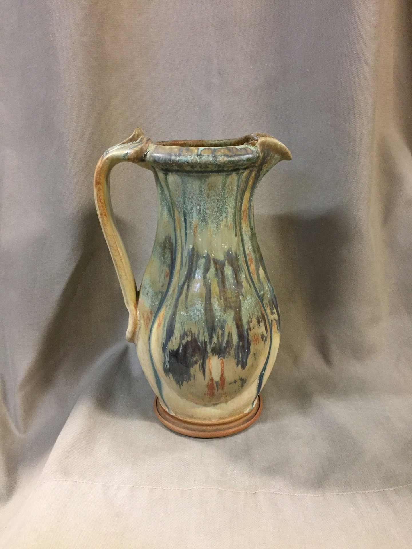 Ceramic Handmade Pitcher. Tan with earth tones