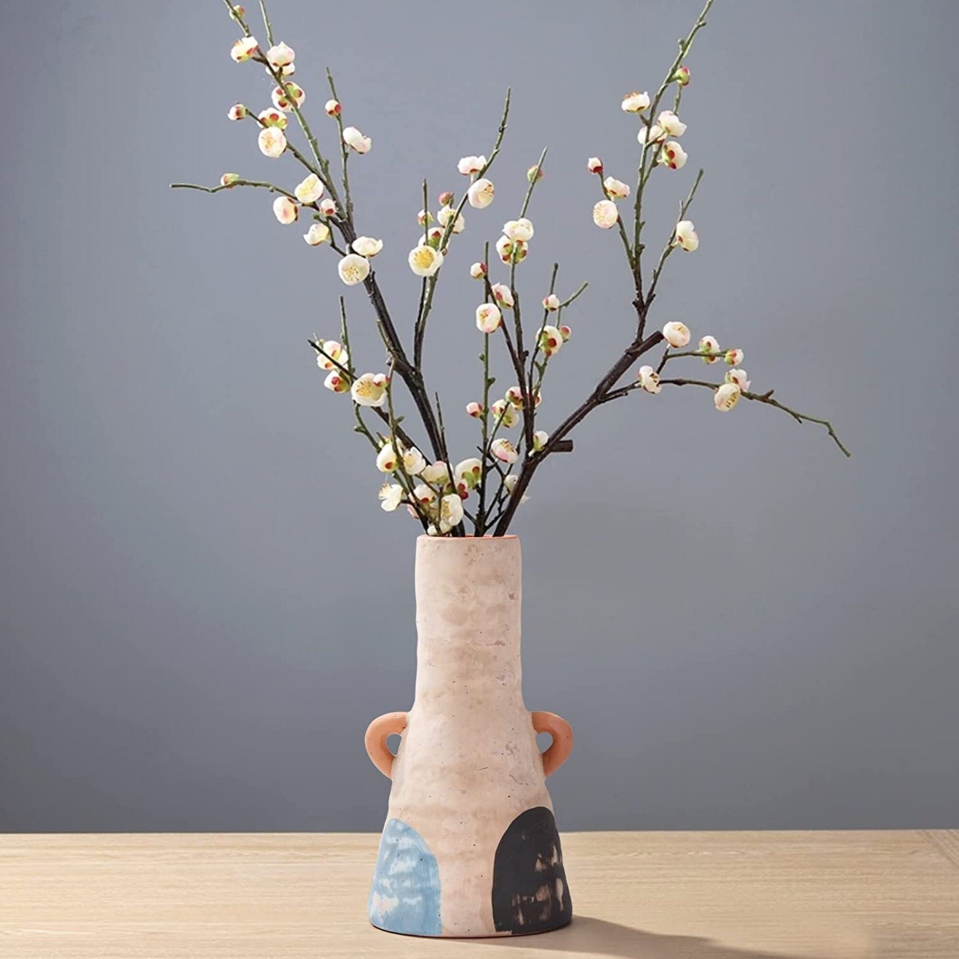 Ceramic Vase Small - Handmade Clay Terracotta Boho Living Room Decor Vases, Neutral Home Decor Vases,