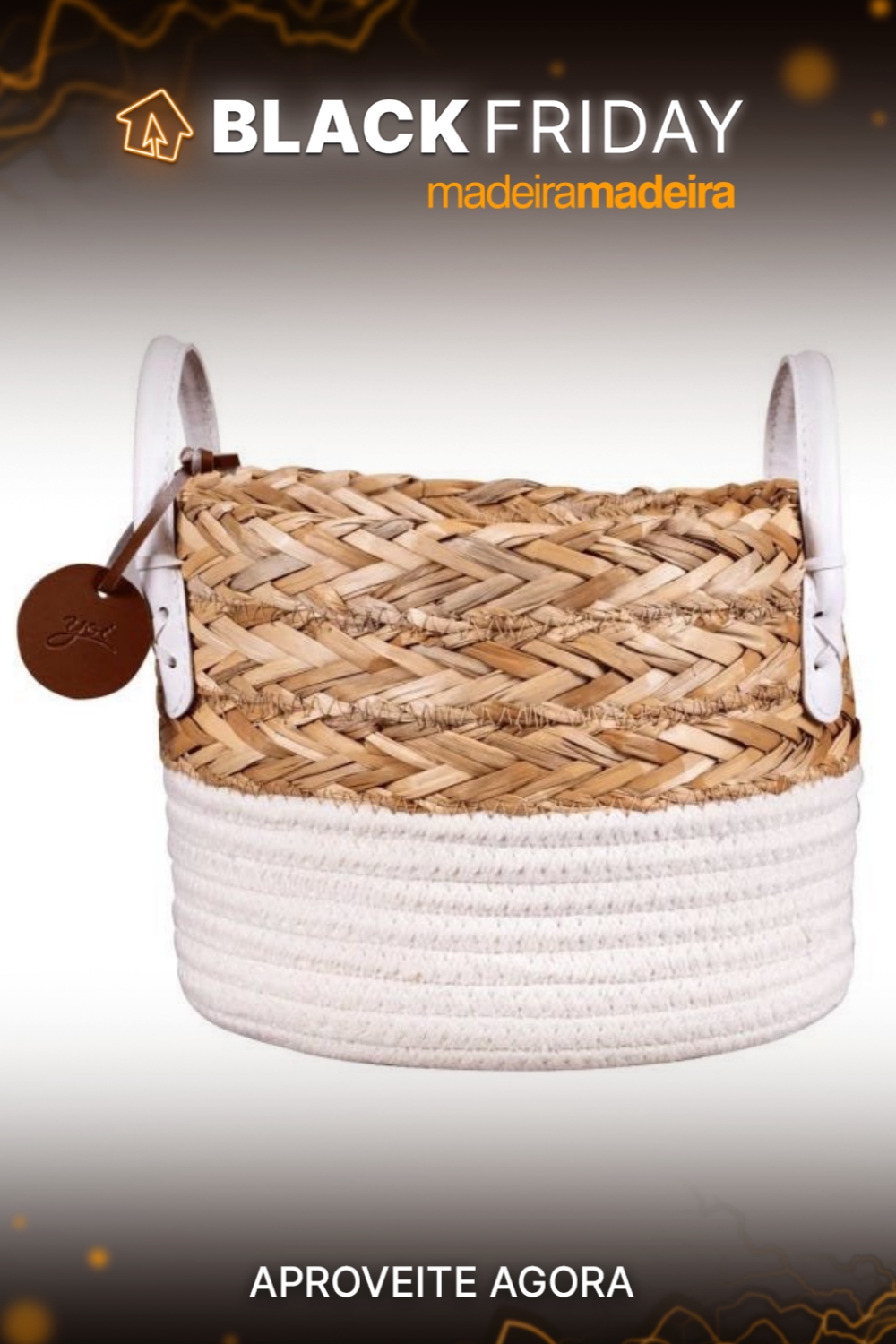 Cesto De Corda Seagrass Com Algodo PP Yoi