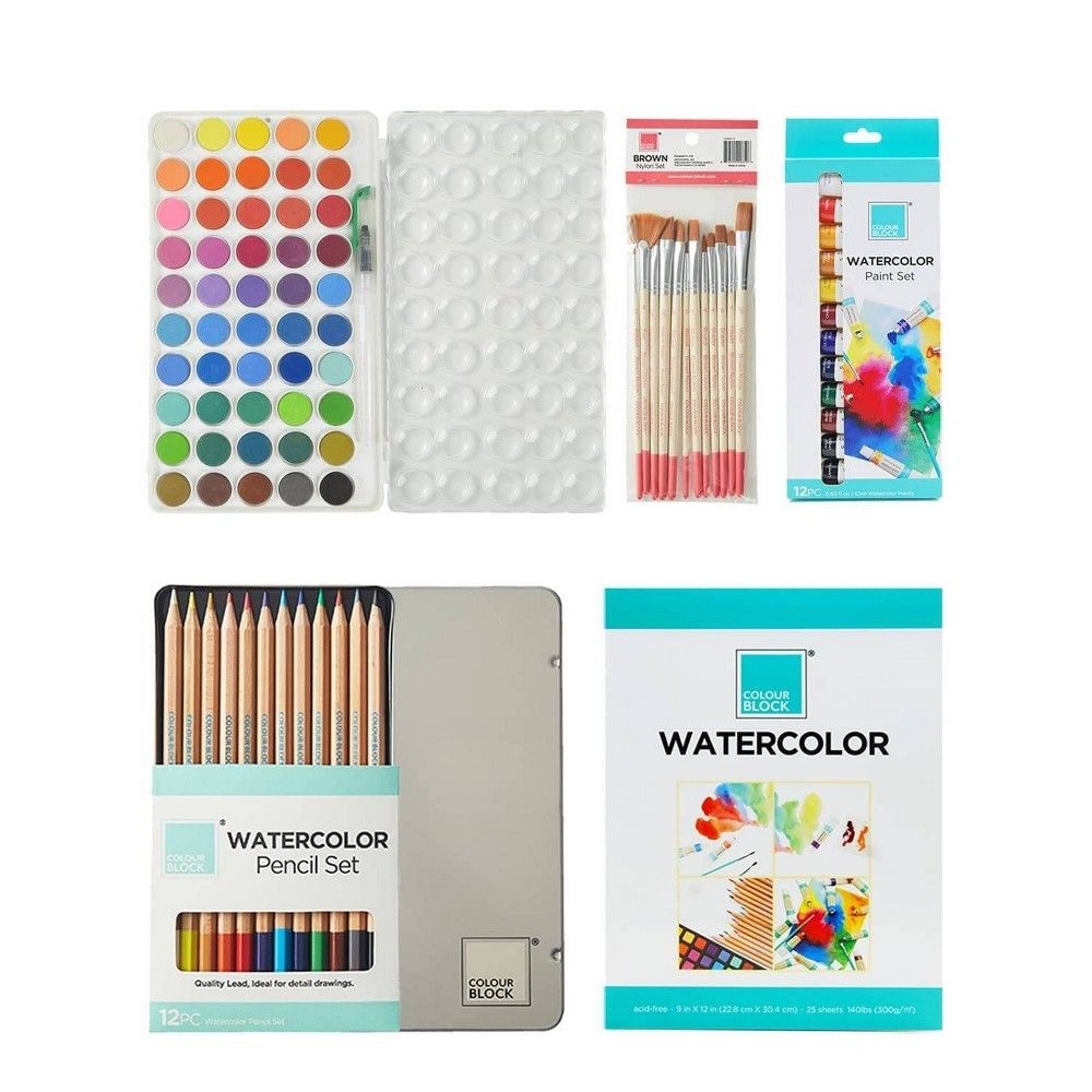 Colour Block 91pc Mixed Media Watercolor Kit in Woven Bag