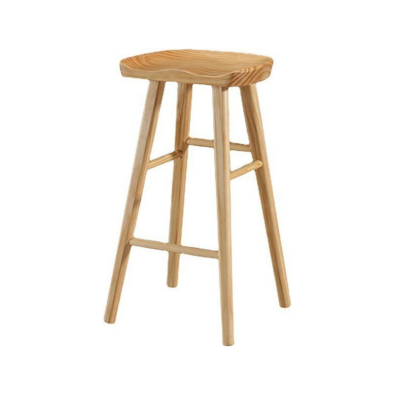 Contemporary Solid Wood Home Stool Matte Finish Footrest Barstool - Wood / Set of 2 / Short Stool(22H)