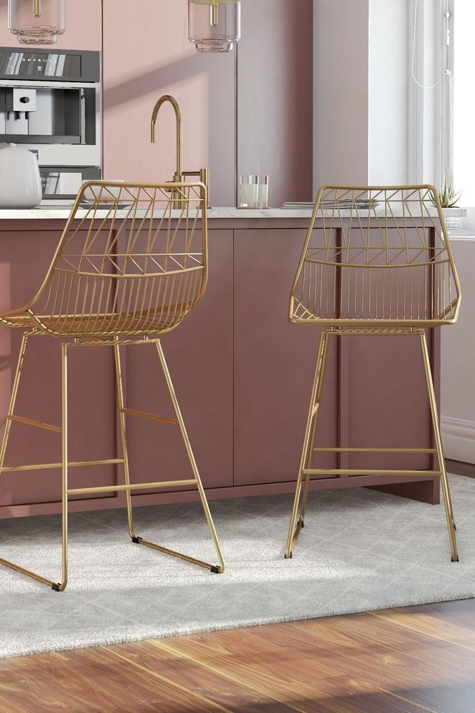 CosmoLiving Gold Astrid Wire Metal Dining Chair -  Gold