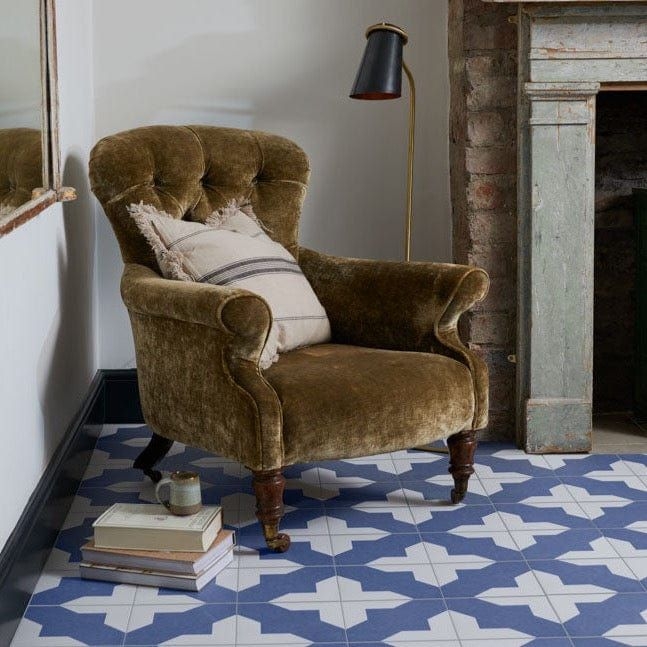 Crosses Navy Porcelain Tile - Square