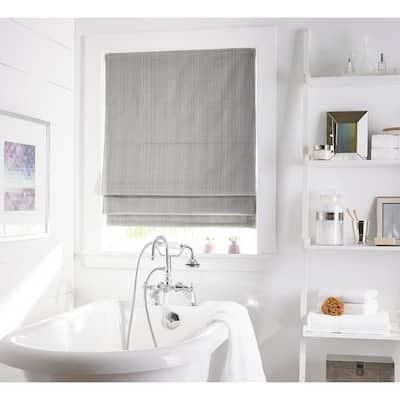 Cut-to-Size Grey Cordless Room Darkening Privacy Polyester Roman Shades 23 in. W x 64 in. L