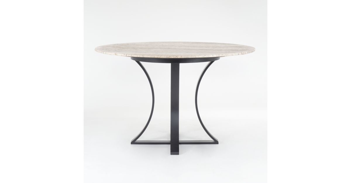 Damen 48" White Travertine Marble Top Dining Table
