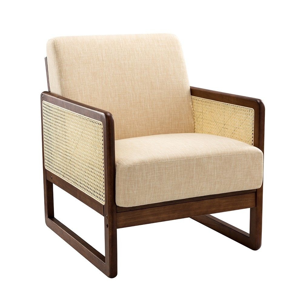 Domenico Living Room Accent Chair with Rattan Design | ARTFUL LIVING DESIGN-LINEN