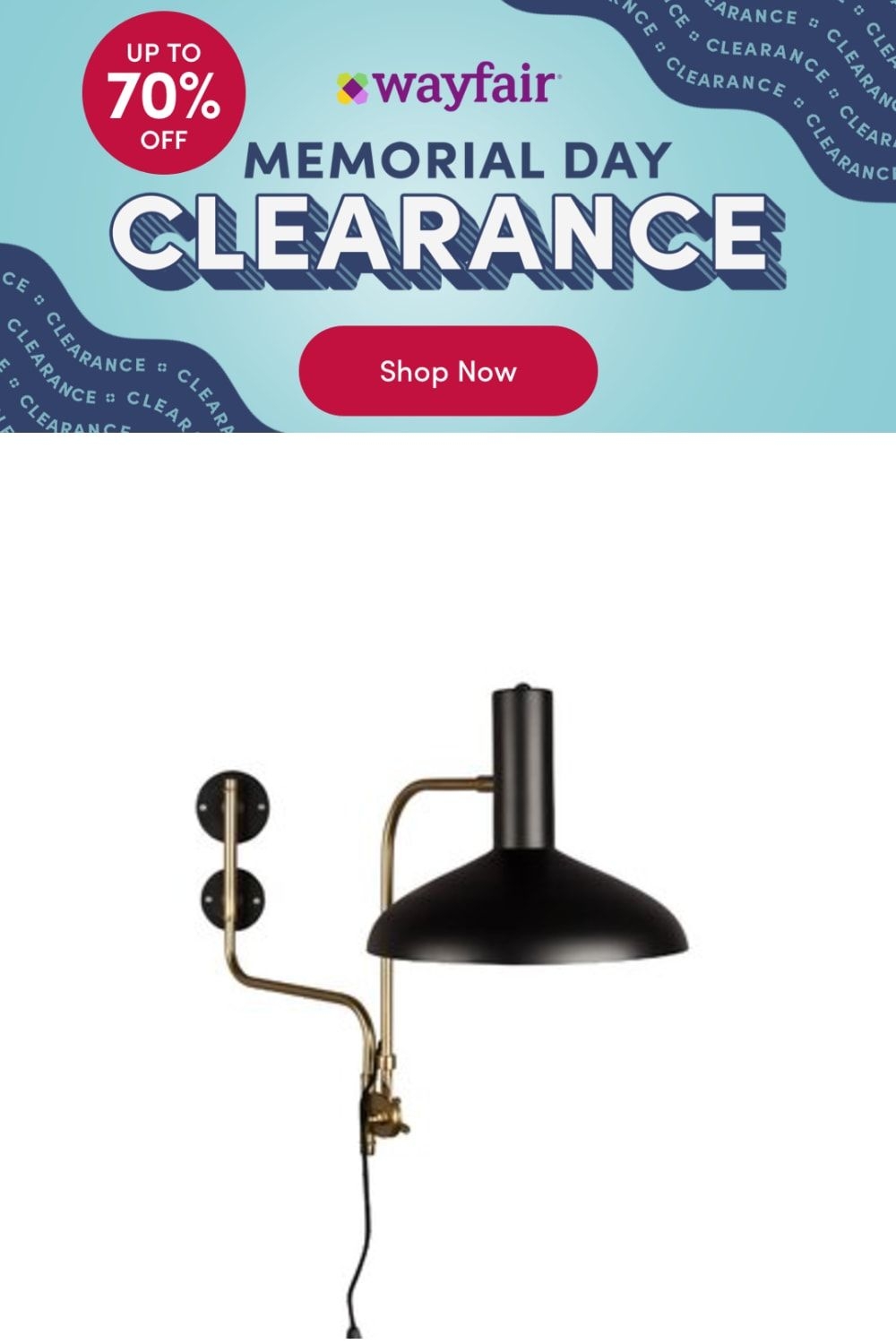 Dutchbone Devi 1 - Light Swing Arm Finish: Metal in Black, Size 19"H X 11"W X 28"D | Wayfair