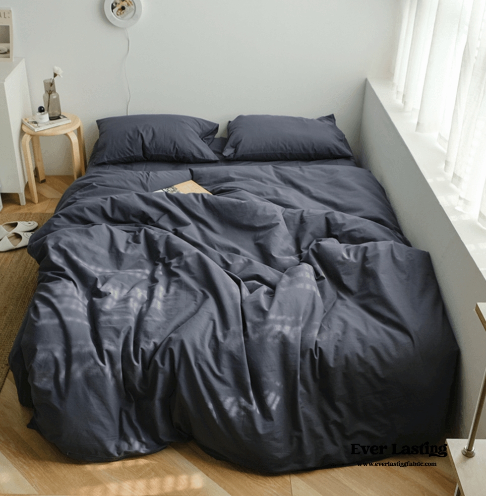 Earth Tone Bedding Set / Dark Blue - Yellow / Large / Flat