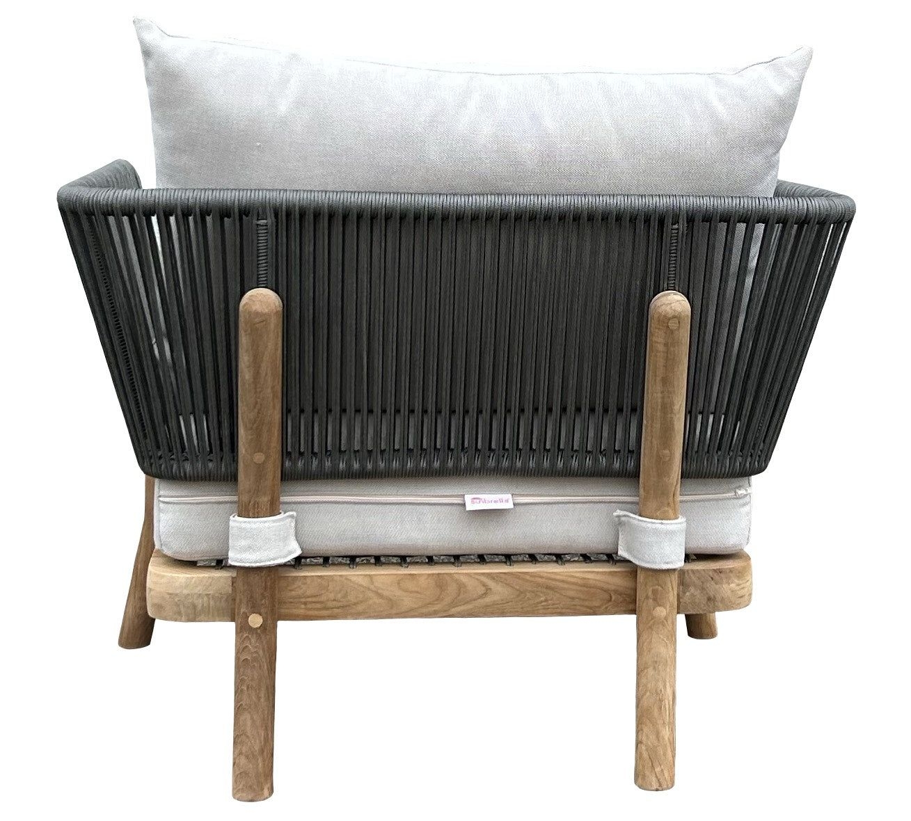 Elora Club Chair - Teak & Charcoal - Linen Antique Beige