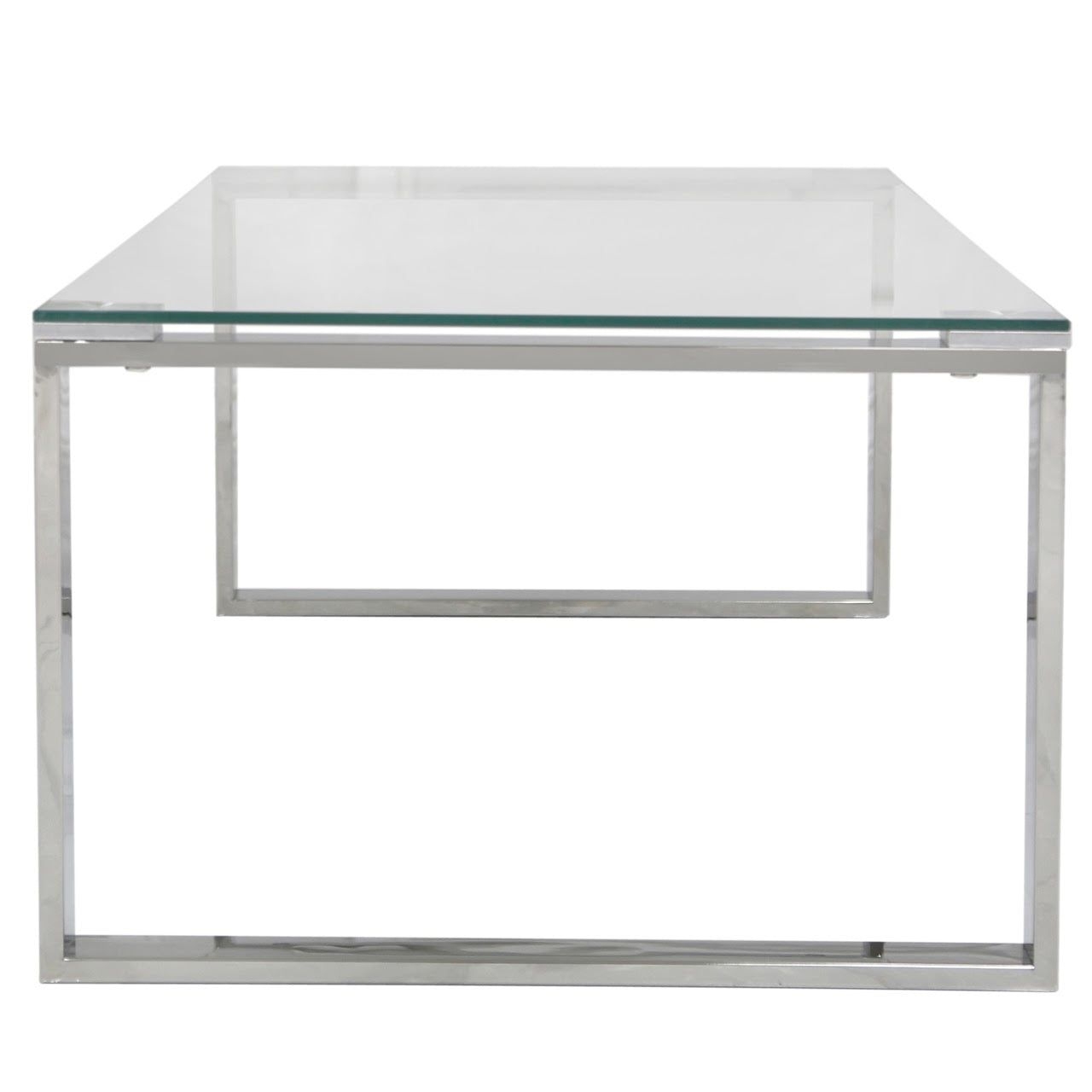 Essential Coffee Table - Silver Coffee Table with glass Top - Metal - Stainless Steel - Glass  - Shabby Store