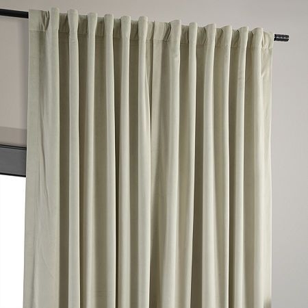 Exclusive Fabrics & Furnishing Signature Extra Wide Energy Saving Blackout Rod Pocket Back Tab Single Curtain Panel | Beige | One Size | Curtains Curtain Panels | Energy Saving|Noise Reduction|Weighted Hem