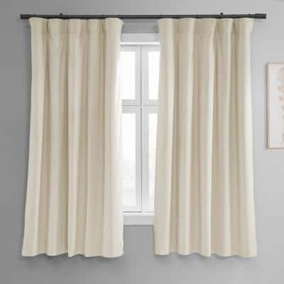 Exclusive Fabrics & Furnishings Porcelain White Rod Pocket Blackout Curtain - 50 in. W x 63 in. L