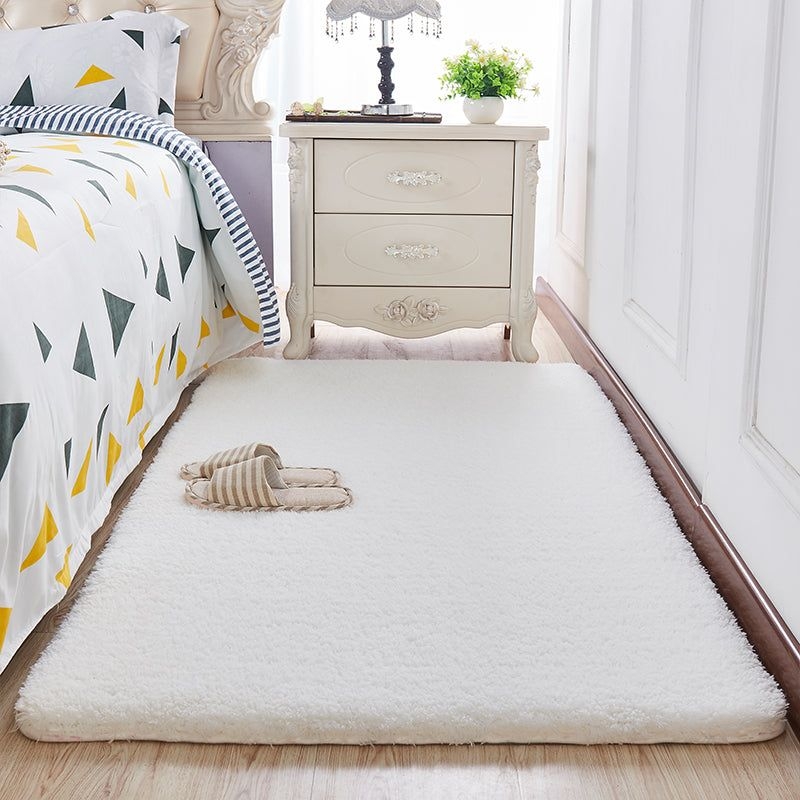 Feblilac Solid White Tufted Living Room Carpet Bedroom Mat - 23.6x63 or 60x160cm