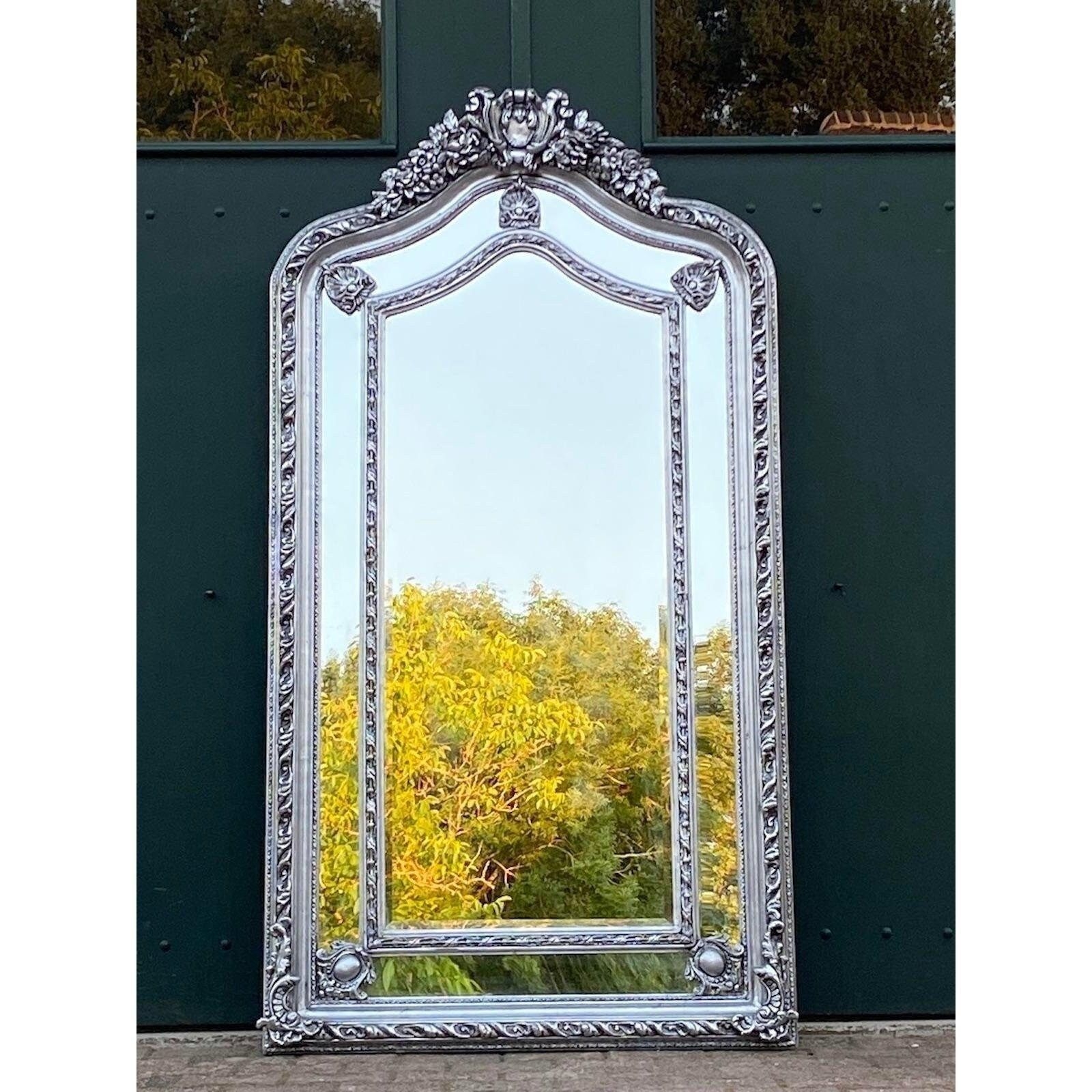 French Louis XVI Full Length / Floor Mirror in Silver