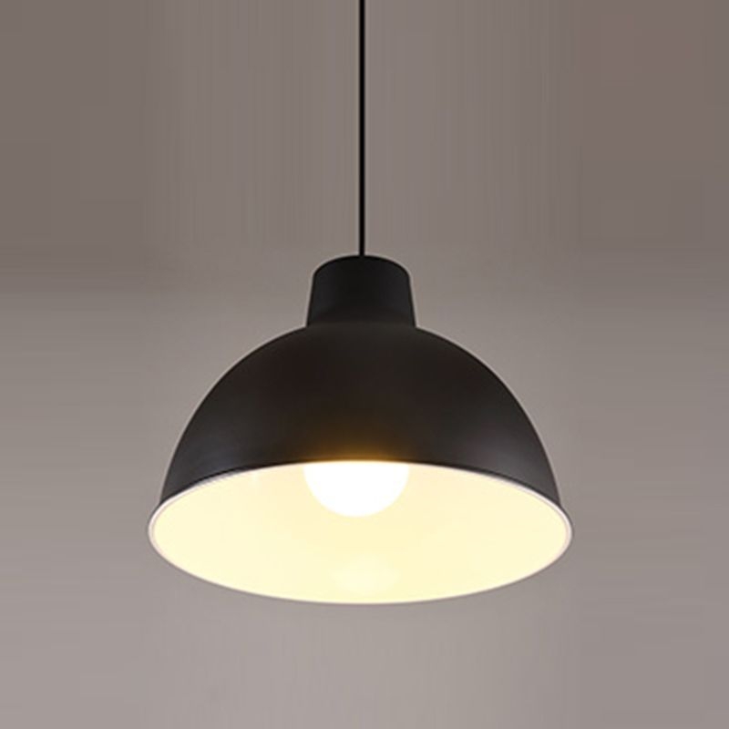 Geometric Hanging Lights Industrial Style Metal 1 Light Pendant Light Kit - Black / Semicircle