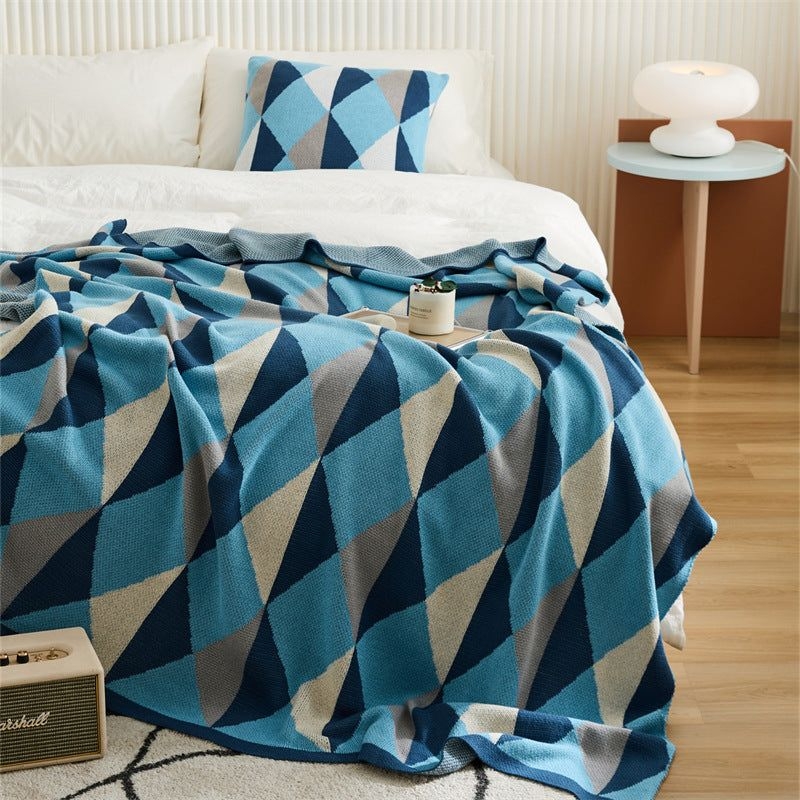 Geometric Throw Blanket - Blue-c