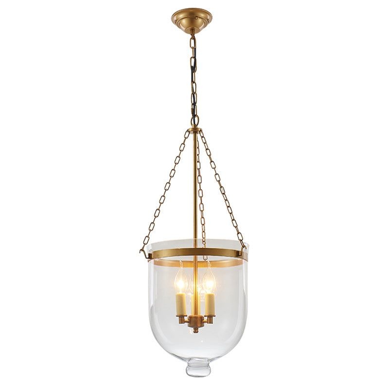 Glass Chandelier Lighting Fixture Modern 3 Head Chandelier Pendant Light - Gold / 9.5