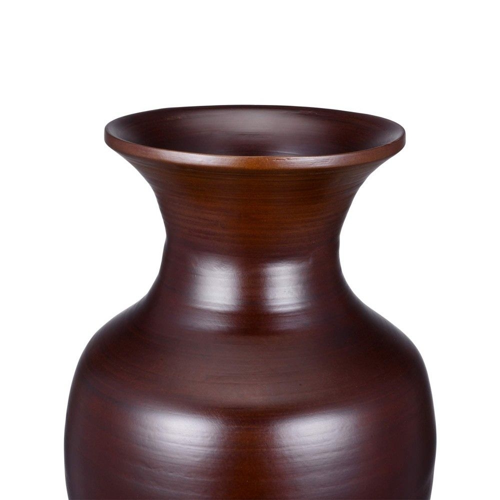 Hastings Home Handcrafted 14" Tall Decorative Bamboo Urn Vase for Silk Plants, Flowers, and Filler Dcor - Brown