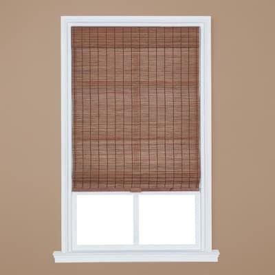 Home Basics Pecan Cordless Bamboo Roman Shade 27 in. W x 64 in. L