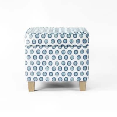 Homepop Small Medallion Ikat Print Upholstered Square Storage Ottoman