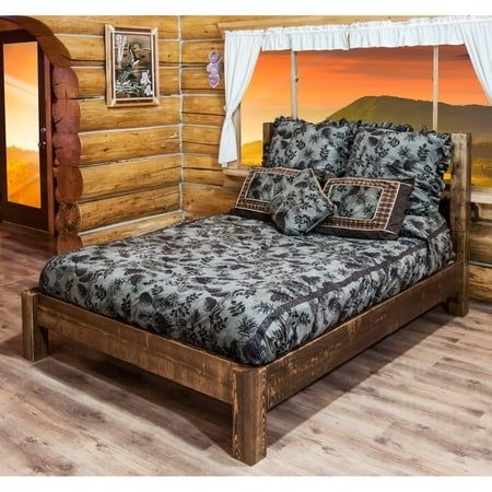Homestead Collection King Platform Bed, Stain & Clear Lacquer Finish