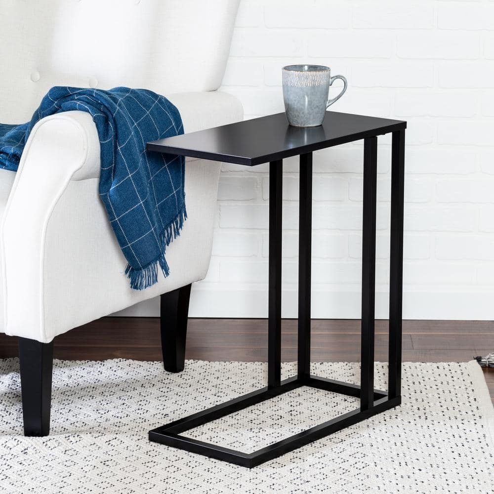 Honey-Can-Do 20 in. Black Rectangle Wood Coffee Table