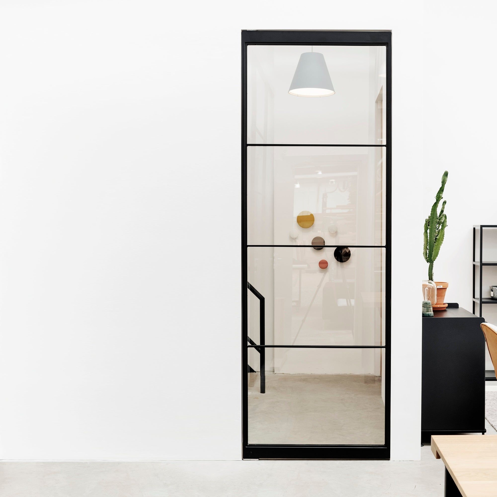 Houtmerk - Maatwerk stalen Taatsdeur - Helder glas - tot 270x105cm / 100kg / Dikte 4cm / Anodic Bronze 0320 / Gelaagd glas -  Helder kleurloos