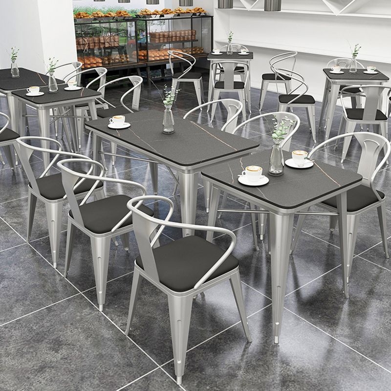 Industrial Sintered Stone Dinner Room Kitchen Table Black Table with Grey Frame for Dining Room - 51.2L x 27.6W x 29.5H / Without Chairs