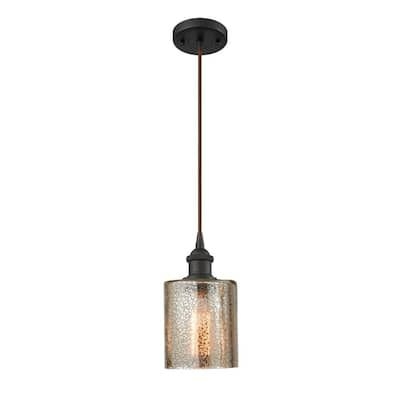 Innovations Cobbleskill 1-Light Oil Rubbed Bronze Drum Pendant Light with Mercury Glass Shade