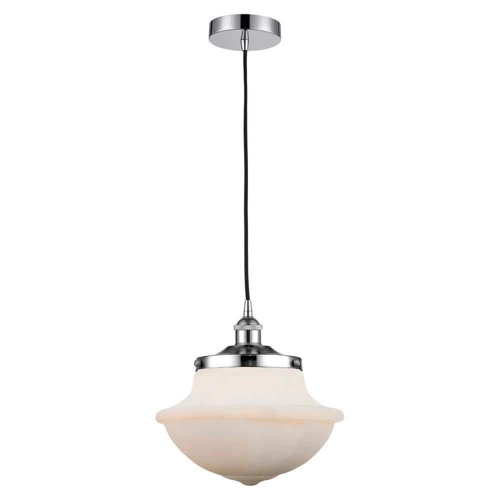 Innovations Oxford 100-Watt 1-Light Polished Chrome Shaded Mini Pendant Light with Frosted Glass Frosted Glass Shade