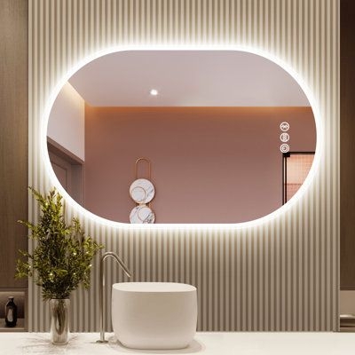 Ivy Bronx Woodcroft Brighten Your Bathroom w / our LED Bluetooth Mirror | 35.4 H x 23.6 W x 1 D in | Wayfair | Home Decor
