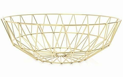 Iwalya Gold Fruit Bowl For Kitchen Counter Decor - Large Decorative Bowl For ...