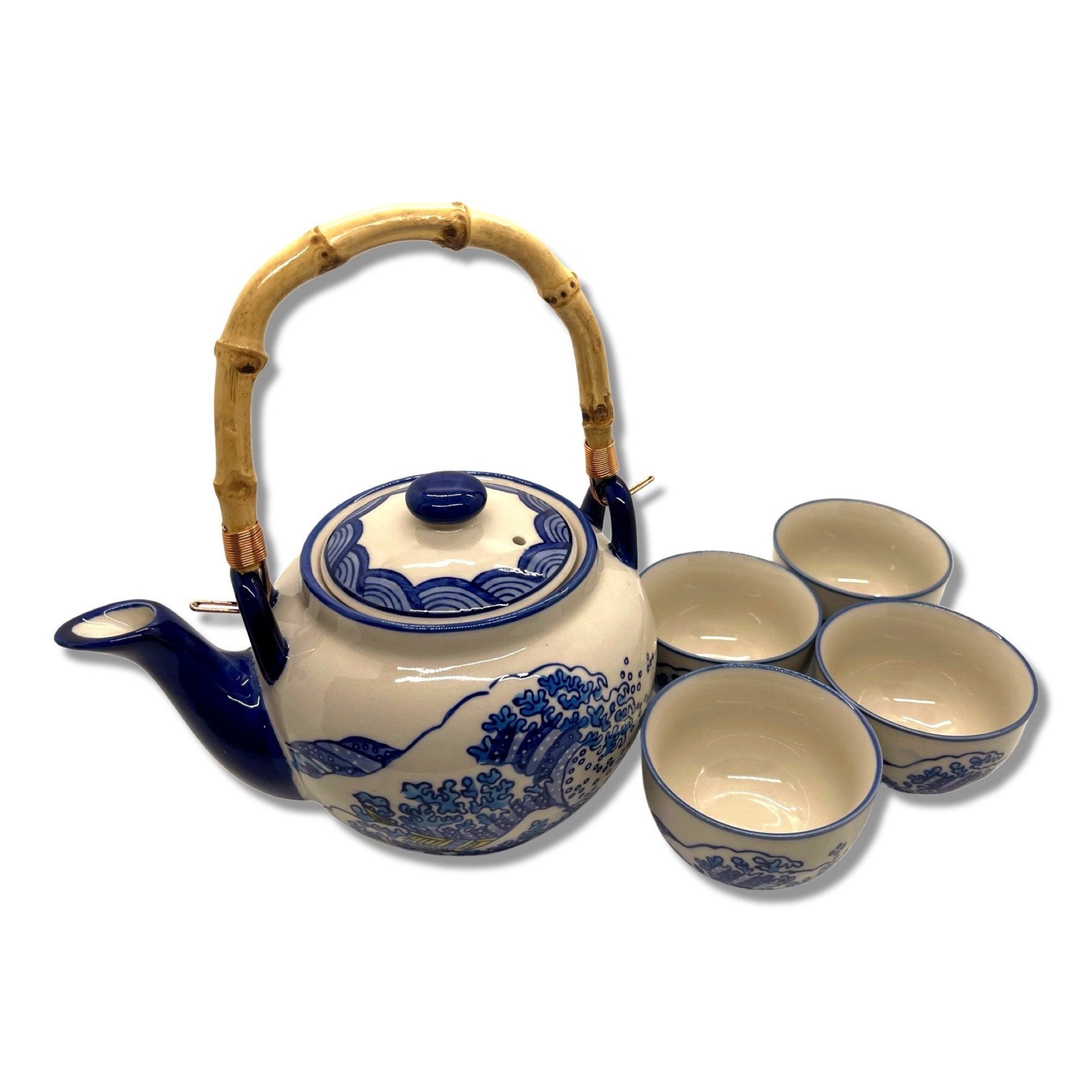 Japanese Crafted Ocean Wave Teapot Set - Shizen Cha