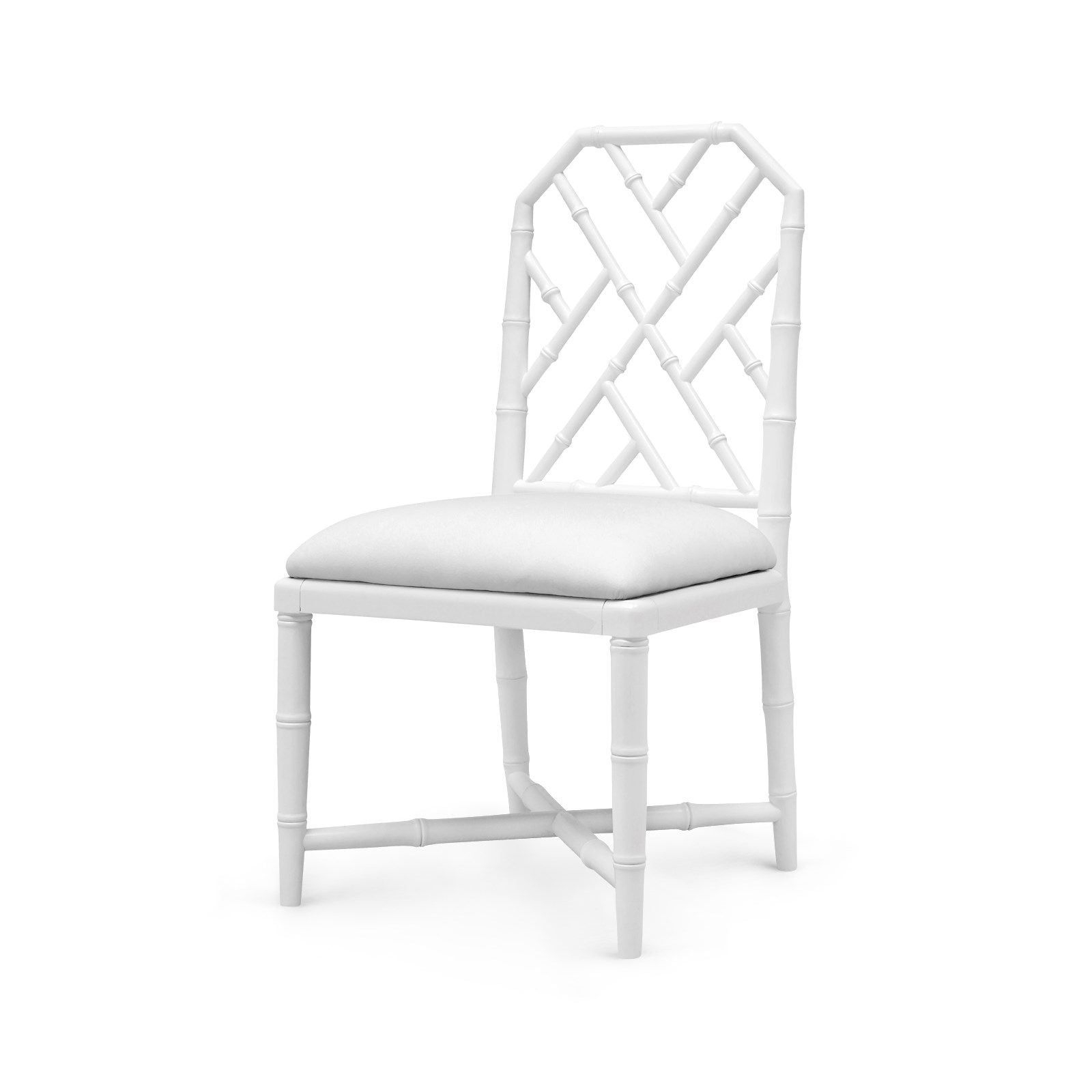 Jardin Side Chair White - Lacquered mahogany; Linen Drop-In Cushion in Natural (Photo is for reference only, actual color can vary widely from lot to lot) / 37.5 High x 19 Wide x 20.5 Deep