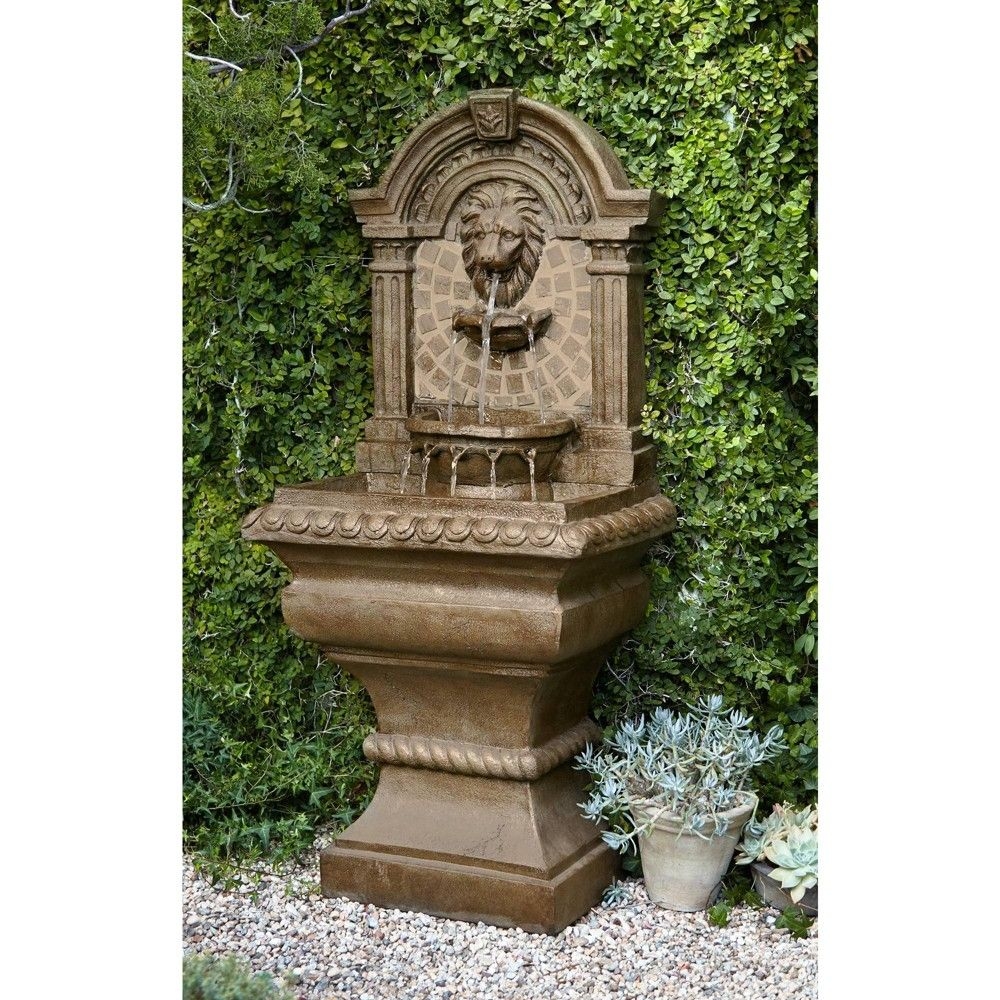 John Timberland Royal Lions-Head Rustic 3 Tier Outdoor Wall Water Fountain with LED Light 51" for Yard Garden Patio Home Deck Porch House Exterior