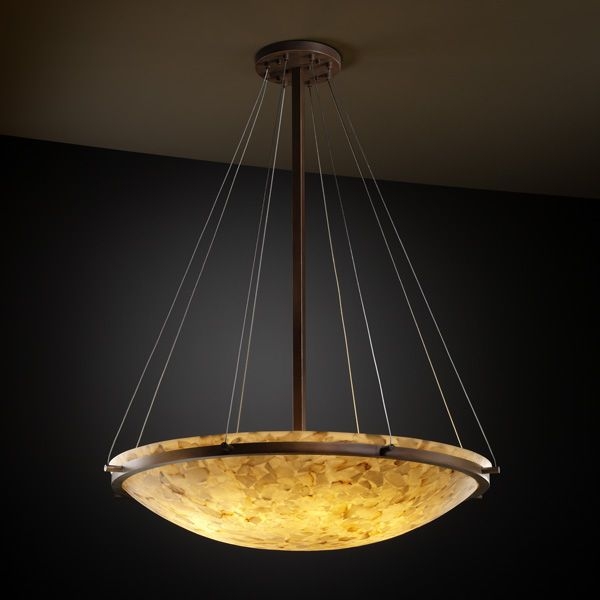 Justice Design Alabaster Rocks Alabaster Bowl Pendant, 8 Light, 600 Watts, Bronze