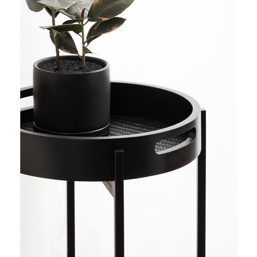 Kate and Laurel Smita Round Tray Table, 14x14x24, Black
