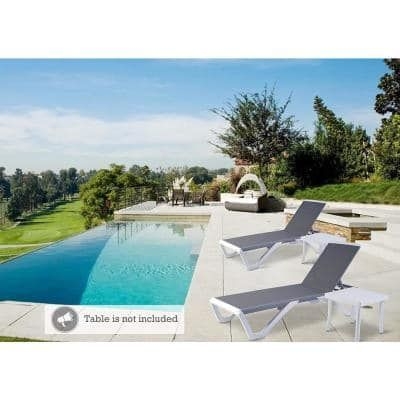 KOZYARD Full Flat Gray Aluminum Outdoor Patio Reclining Adjustable Chaise Lounge Textilence without Table