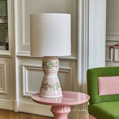 Lampe de table Aliya tissu cramique rose /  35 x H 80 cm - POPUS EDITIONS