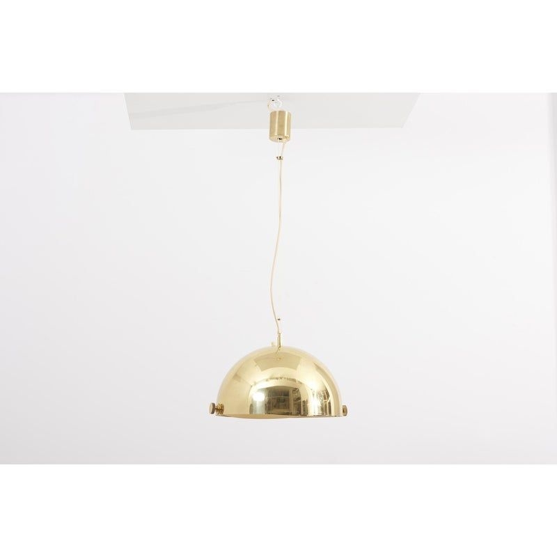 Large Adjustable Brass Pendant Lamp Attributed to Mnchner Werksttten, Germany, 1950s