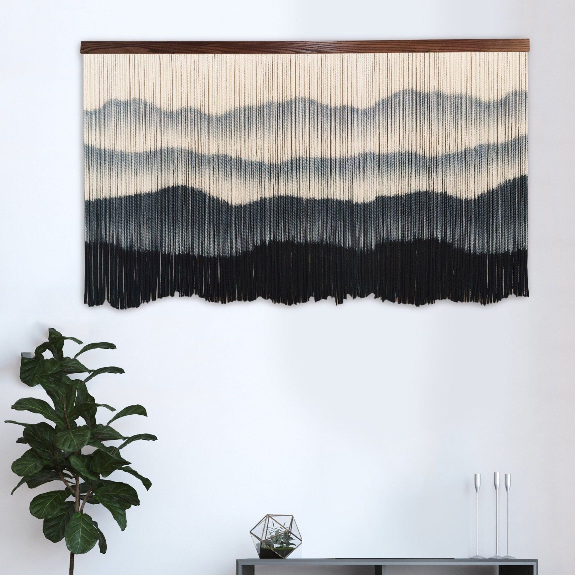 Large wall decor Macrame wall hanging mountains tapestry Modern minimalist yarn wall hanging Boho wall decor Living room bedroom wall art