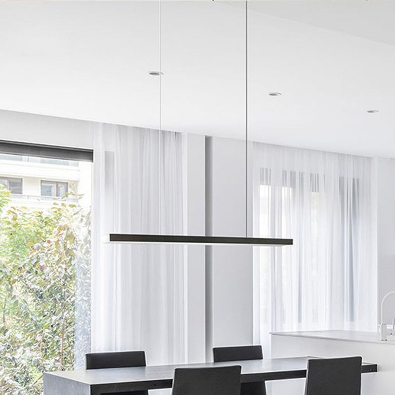 LED Rectangle Island Light Fixture Modern Style Simple Pendant Lamp for Dining Room - 46.5 / Remote Control Stepless Dimming / Rectangle