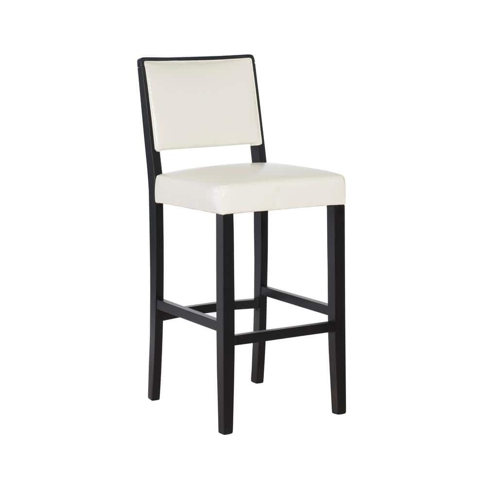 Linon Home Decor Zoe 30 in. White Upholstered with Black Finish Bar Stool, White/Black