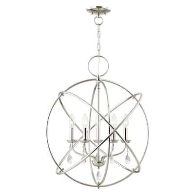 Livex Lighting Aria 5 Light Polished Nickel Chandelier