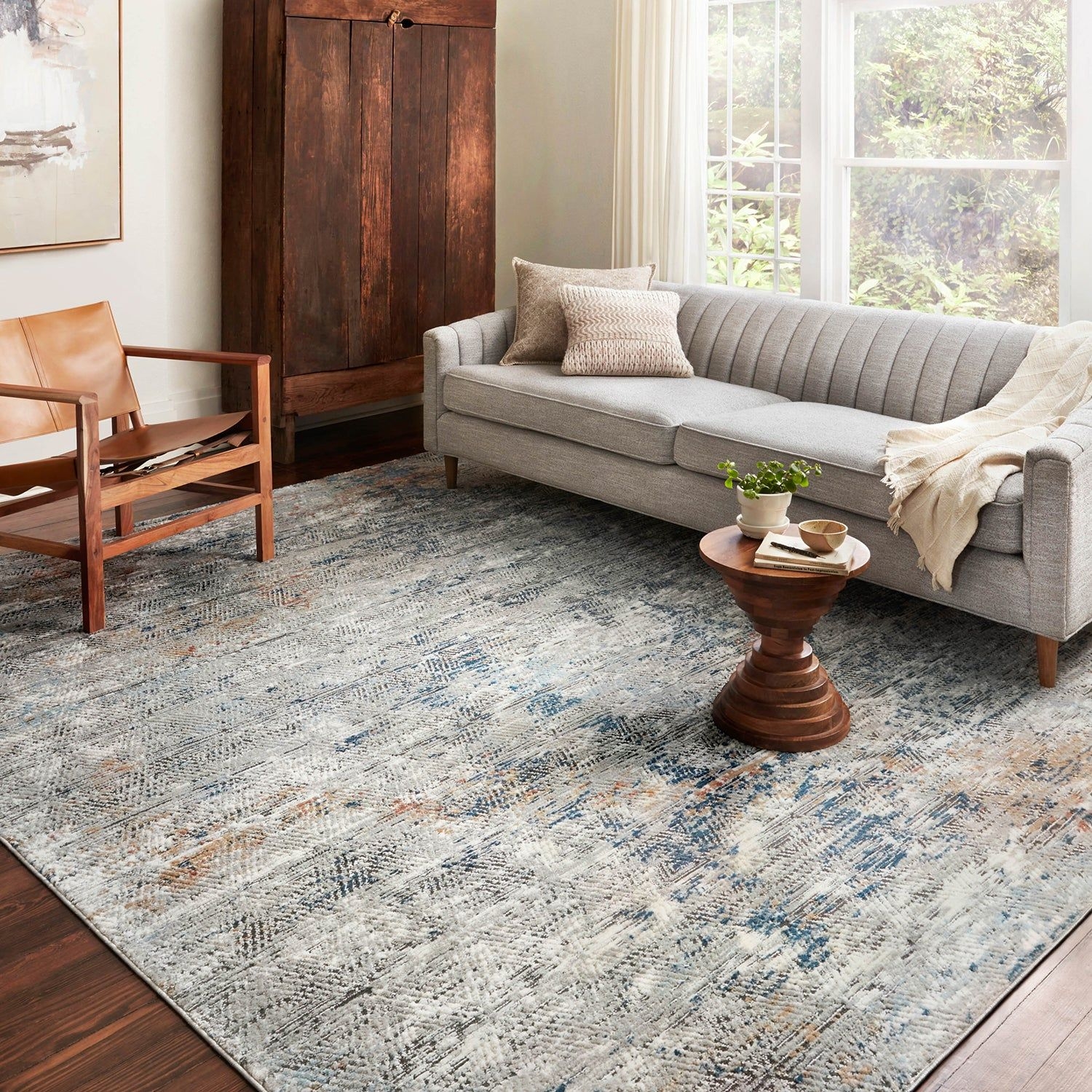 Loloi II Bianca Gray/Multi Power Loomed Rug - 6ft 7in x 9ft 2in