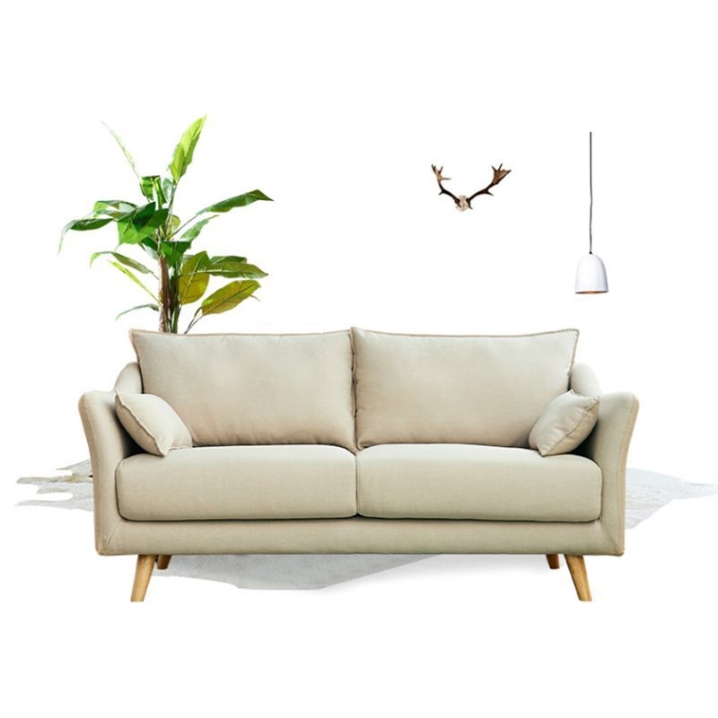 Loose Back Sloped Arm Sofa Nordic 30.7 H Linen Slipcovered Sofa - Royal Blue / 31''H x 46.5''L x 33.5''W