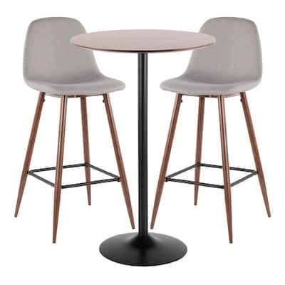 Lumisource Pebble 3-Piece Light Grey Pub Set