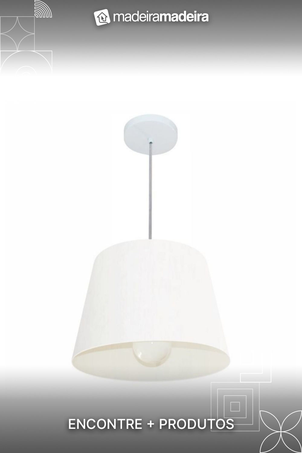 Lustre Pendente Cone Vivare Md-4240 Cpula em Tecido 30/40x30cm - Bivolt Lustres Vivare